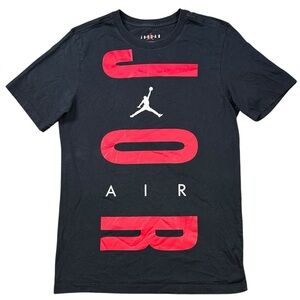 Air Jordan Jumpman Bred Color Way Big Print Spelled Out Logo Tee Shirt Men’s S